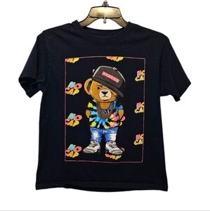 Hustle Stacks No Cap Dark Blue Teddy Bear Reppin the 80's 100% Cotton Size M